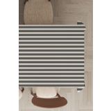 Viva Home Leke Tutmaz Premium Tay Tüyü Kadife Yıkanabilir Kumaş Çizgili Masa Örtüsü Mso043, Gri, 140 X 140