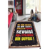 Viva Home Makinede Yıkanabilen Kaymaz Taban Aslan Taraftar Halısı Ar1153, Siyah-3, 80 X 180