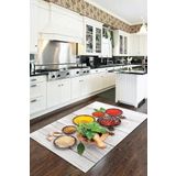 Viva Home Makinede Yıkanabilen Kaymaz Taban Baharatlar Mutfak Halısı Ar200, Gri, 80 X 120