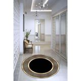 Viva Home Makinede Yıkanabilen Kaymaz Taban Dekoratif Yuvarlak Halı Ar728, Siyah-Daire, 120 X 120