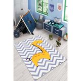 Viva Home Makinede Yıkanabilir Kaymaz Taban Bebek Odası Halısı Minik Zürafa Ar1005, Gri - 1, 100 X 180