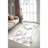 Viva Home Makinede Yıkanabilir Kaymaz Taban Dekoratif Halı Prizma Rv014, Altın, 100 X 200