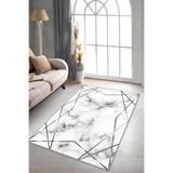 Viva Home Makinede Yıkanabilir Kaymaz Taban Dekoratif Halı Prizma Rv015, Gümüş, 100 X 200