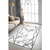 Viva Home Makinede Yıkanabilir Kaymaz Taban Dekoratif Halı Prizma Rv016, Siyah, 100 X 200