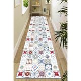 Viva Home Makinede Yıkanabilir Kaymaz Taban Kesme Rulo Yolluk Çini Ar454, Kırmızı, 100 X 460