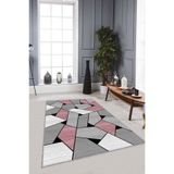 Viva Home Makinede Yıkanabilir Kaymaz Tabanlı Dekoratif Modern Halı Wl004, Pembe, 160 X 230