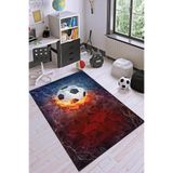 Viva Home Makinede Yıkanabilir Kaymaz Tabanlı Futbol Topu Çocuk Halısı Kd100, Kırmızı, 100 X 200