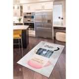 Viva Home Makinede Yıkanabilir Kaymaz Tabanlı Mutfak Halısı Cups, Gri, 80 X 150