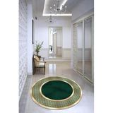 Viva Home Makinede Yıkanan Kaymaz Tabanlı Dekoratif Yuvarlak Halı Ar732, Yeşil-Daire, 80 X 80