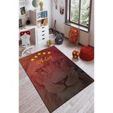 Viva Home Makinede Yıkanır Kaymaz Tabanlı Aslan Taraftar Halısı Kd105, Kırmızı-4, 80 X 120