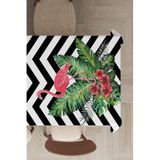 Viva Home Masa Örtüsü Leke Tutmaz Tay Tüyü Kadife Yıkanabilir Leke Tutmaz Kumaş Flamingo Desenli Mso099, Siyah, 140 X 140