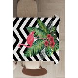 Viva Home Masa Örtüsü Leke Tutmaz Tay Tüyü Kadife Yıkanabilir Leke Tutmaz Kumaş Flamingo Desenli Mso099, Siyah, 140 X 200
