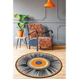 Viva Home Nazar Boncuğu Leke Tutmayan Dekoratif Kaymaz Tabanlı Yıkanabilir Yuvarlak Antre Mutfak Halısı Ar1339, Nazar Boncuğu 7, 120 X 120