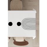 Viva Home Premium Tay Tüyü Kadife Leke Tutmaz Kumaş Soyut Desen Yıkanabilir Masa Örtüsü Mso458, Beyaz, 140 X 260