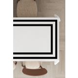 Viva Home Premium Tay Tüyü Kadife Yıkanabilir Kumaş Çerçeveli Leke Tutmaz Masa Örtüsü Mso321, Beyaz, 140 X 140