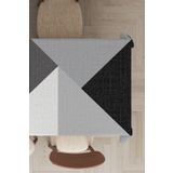 Viva Home Premium Tay Tüyü Kadife Yıkanabilir Kumaş Geometrik Desenli Leke Tutmaz Masa Örtüsü Mso347, Siyah, 140 X 200