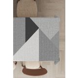 Viva Home Premium Tay Tüyü Kadife Yıkanabilir Leke Tutmaz Kumaş Geometrik Desenli Masa Örtüsü Mso392, Gri, 140 X 100
