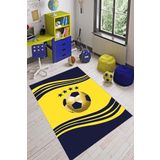 Viva Home Sarı Lacivert Kanarya Taraftar Halısı Yolluk Vh056, Sarı, 100 X 160