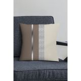 Viva Home Silver Bej Premium Tay Tüyü Dokuma Kumaş Çizgili Çift Taraflı Kırlent Yastık Kılıfı Krl1072