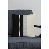 Viva Home Silver Siyah Premium Tay Tüyü Dokuma Kumaş Çizgili Çift Taraflı Kırlent Yastık Kılıfı Krl1067