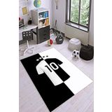 Viva Home Siyah Beyaz Kartal Taraftar Halısı Yolluk Vh050, Siyah, 100 X 200