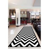 Viva Home Siyah Kaymaz Tabanlı Kesme Rulo Yolluk Zigzag Ar333, Siyah, 160 X 370