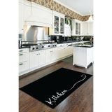 Viva Home Siyah Kaymaz Tabanlı Kitchen Yazılı Mutfak Halısı Yolluk VH089