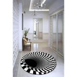 Viva Home Siyah Kaymaz Tabanlı Makinede Yıkanabilir İlizyon Yuvarlak Halı Ilı03, Daire-3, 160 X 160