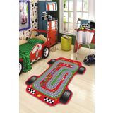 Viva Home Yarış Arabası Lazer Makinede Yıkanabilir Kaymaz Tabanlı Çocuk Halısı, Kırmızı, 100 X 180