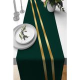 Viva Home Yeşil 40 X 140 Gold Premium Süet Dokuma Kumaş Leke Tutmaz Masa Örtüsü Runner Rnr505