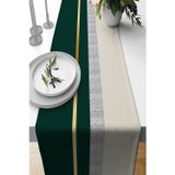 Viva Home Yeşil Gold Dokuma Leke Tutmayan Premium Tay Tüyü Kumaş Masa Örtüsü Runner 40x140cm Rnr604