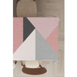 Viva Home Yıkanabilir Leke Tutmaz Premium Tay Tüyü Kadife Kumaş Geometrik Desenli Masa Örtüsü Mso390, Pembe, 140 X 200