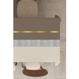 Viva Home Yıkanabilir Leke Tutmaz Premium Tay Tüyü Kadife Kumaş Gold Çizgili Masa Örtüsü Mso479, Gold - Bej, 140 X 200
