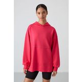 Viva Kırmızı Balon Kol Yazı Nakışlı Kadın Oversize Tunik Sweatshirt - 97163