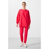 Viva Kırmızı O Yaka Basic Oversize Kadın Eşofman Tunik Takım - 95347 - XL