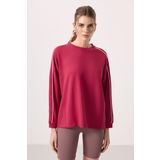 Viva Kırmızı Yumuşak Dokulu O Yaka Oversize Kadın Tunik Sweatshirt - 97303