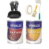 Vivaldi Fayans Boyası Seti Sıvı Cam Ve Uygulama Seti Tezgah, Mermer, Banyo, Mutfak Boyama Seti 1 Lt Beyaz
