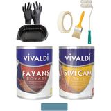 Vivaldi Fayans Boyası Seti Sıvı Cam ve Uygulama Seti Tezgah,mermer,banyo,mutfak Boyama Seti 1 Lt - AçıkDeniz