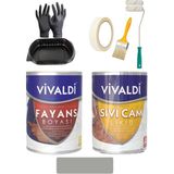 Vivaldi Fayans Boyası Seti Sıvı Cam ve Uygulama Seti Tezgah,mermer,banyo,mutfak Boyama Seti 1 Lt - YeniKayrakGri