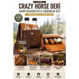 Vivaldi Home Outdoor El Yapımı Deri Çantalı Kamp Baharatlık ve Yağdanlık Seti Crazy Horse Deri Karavan Outdoor Piknik Aksesuarı