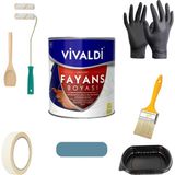 Vivaldi Vivaldi-Tezgah,mermer,fayans Boyası Seti Vernik ve Astar Gerektirmez Mutfak ve Banyo Boyası 1kg - 1 lt - AçıkDeniz