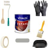 Vivaldi Vivaldi-Tezgah,mermer,fayans Boyası Seti Vernik ve Astar Gerektirmez Mutfak ve Banyo Boyası 1kg - 1 lt - Meteor