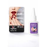 VIVALUXE 100 Adet ABS Takma Tırnak Ucu Seti, 10 g Fırçalı Tırnak Yapıştırıcısı, Doğal Şeffaf, Dayanıklı, Kolay Uygulama, Profesyonel Manikür ve Protez Tırnak Kullanımı İçin Uygun Set (Şeffaf)