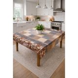 VIVALUXE Desenli Masa Örtüsü, Çiçekli ve Kahve Temalı Modeller, Mutfak Ve Yemek Masası İçin, Farklı Desen Seçenekleri 140 * 140 CM (Mocha Tiles Vinil)