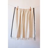 Vivamaison %100 Pamuk Peştemal, Renkli Çizgili Yıkanmış Banyo Havlusu, Plaj Havlusu 90X180 cm Siyah - 90 x 180 cm