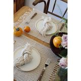Vivamaison 4'lü Amerikan Servis Ham Pamuk Örme Dantel Saçaklı 35X50 cm 4 Adet - 35 x 50 cm - Krem