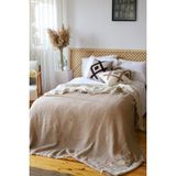 Vivamaison Çift Kişilik Pike Yatak Örtüsü 4 Kat Müslin Pamuklu Çift Taraflı Açık Kahve 220X240 cm - 220 x 240 cm - Açık Kahverengi
