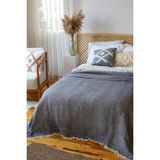 Vivamaison Çift Kişilik Pike Yatak Örtüsü 4 Kat Müslin Pamuklu Çift Taraflı Antrasit 220X240 cm - 220 x 240 cm