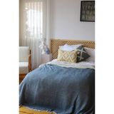 Vivamaison Çift Kişilik Pike Yatak Örtüsü 4 Kat Müslin Pamuklu Çift Taraflı Indigo Mavi 220X240 cm - 220 x 240 cm - İndigo