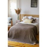 Vivamaison Çift Kişilik Pike Yatak Örtüsü 4 Kat Müslin Pamuklu Çift Taraflı Kahve Renkli 220X240 cm - 220 x 240 cm